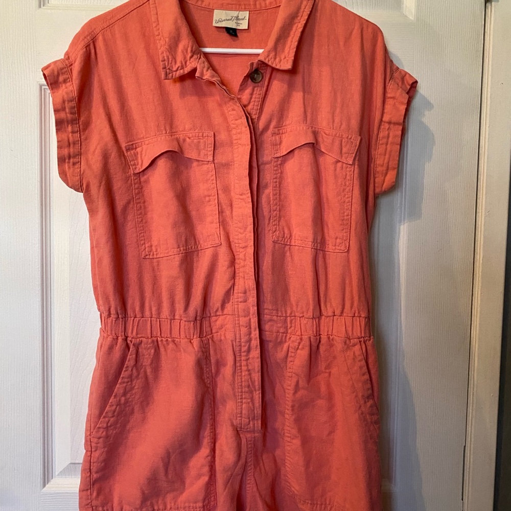 Coral Button-Up Romper